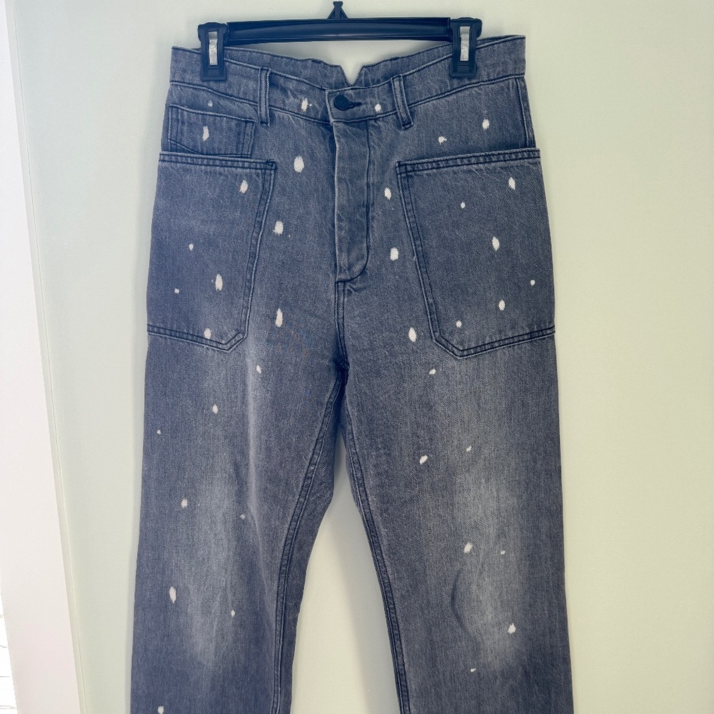 Free People Sandrine Rose SR paint splatter utility jeans